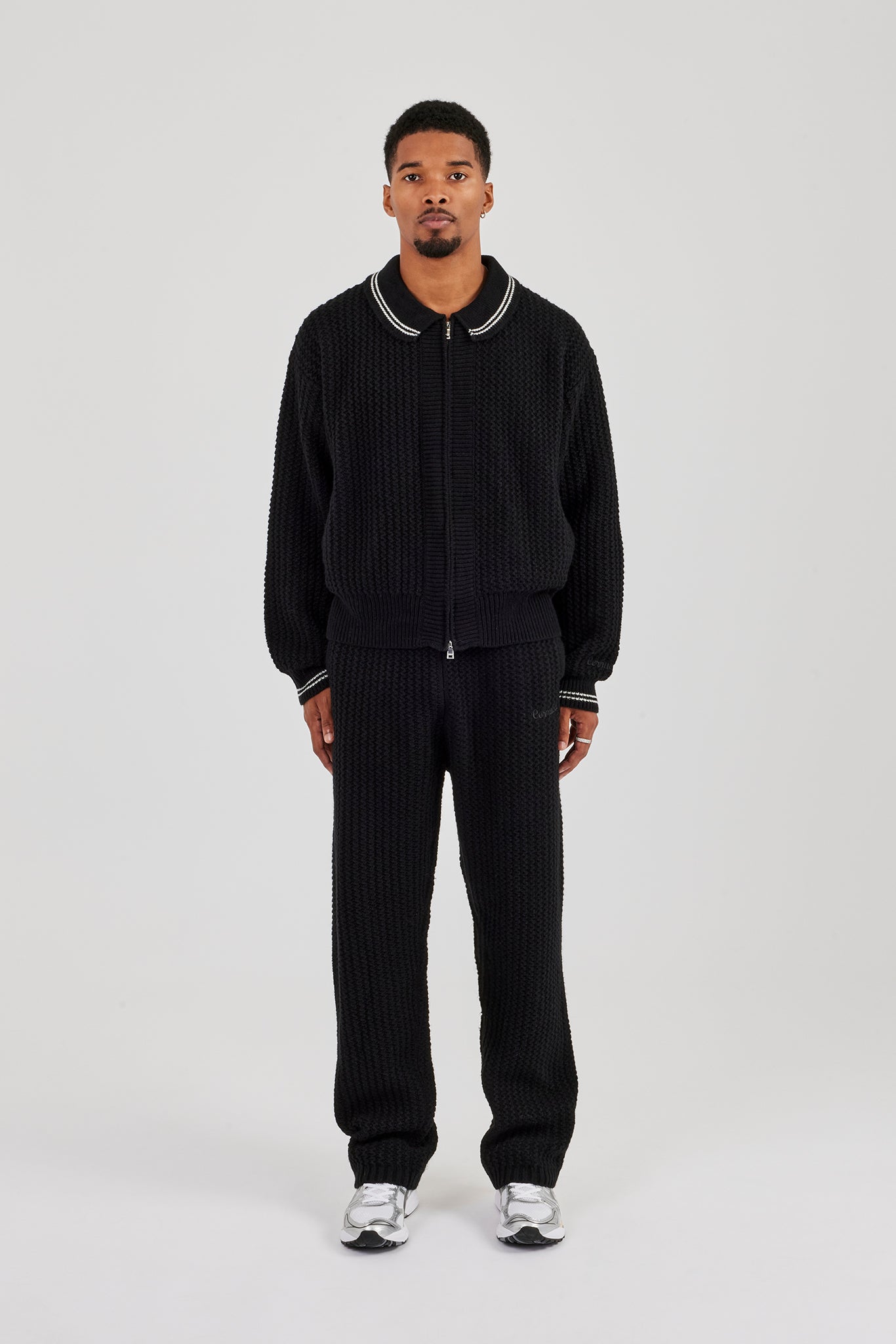 Knitted Harrington & Jogger - Black